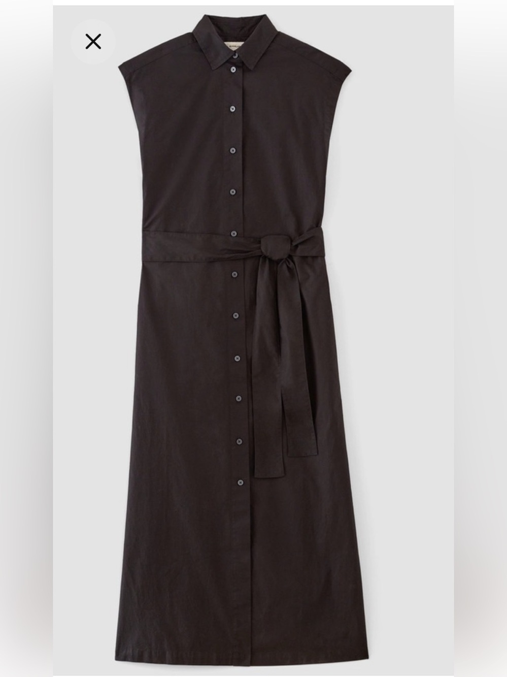 Everlane Black Supima Cotton Maxi Shirt Dress size 4 NWT